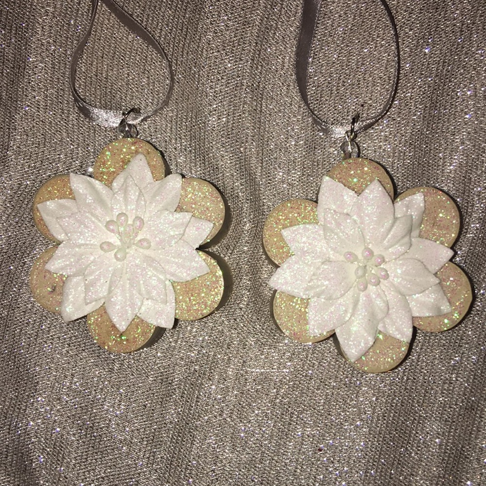 Poinsettia Wine Cork Ornaments (set of 2)